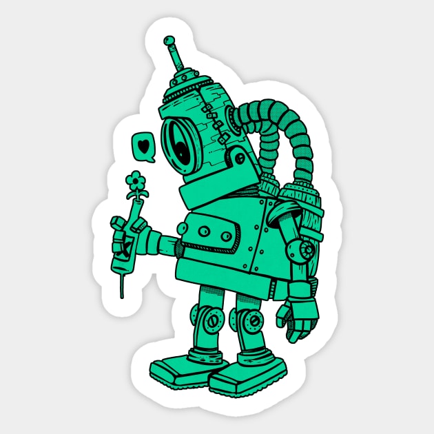 green robot in love Sticker by manuvila